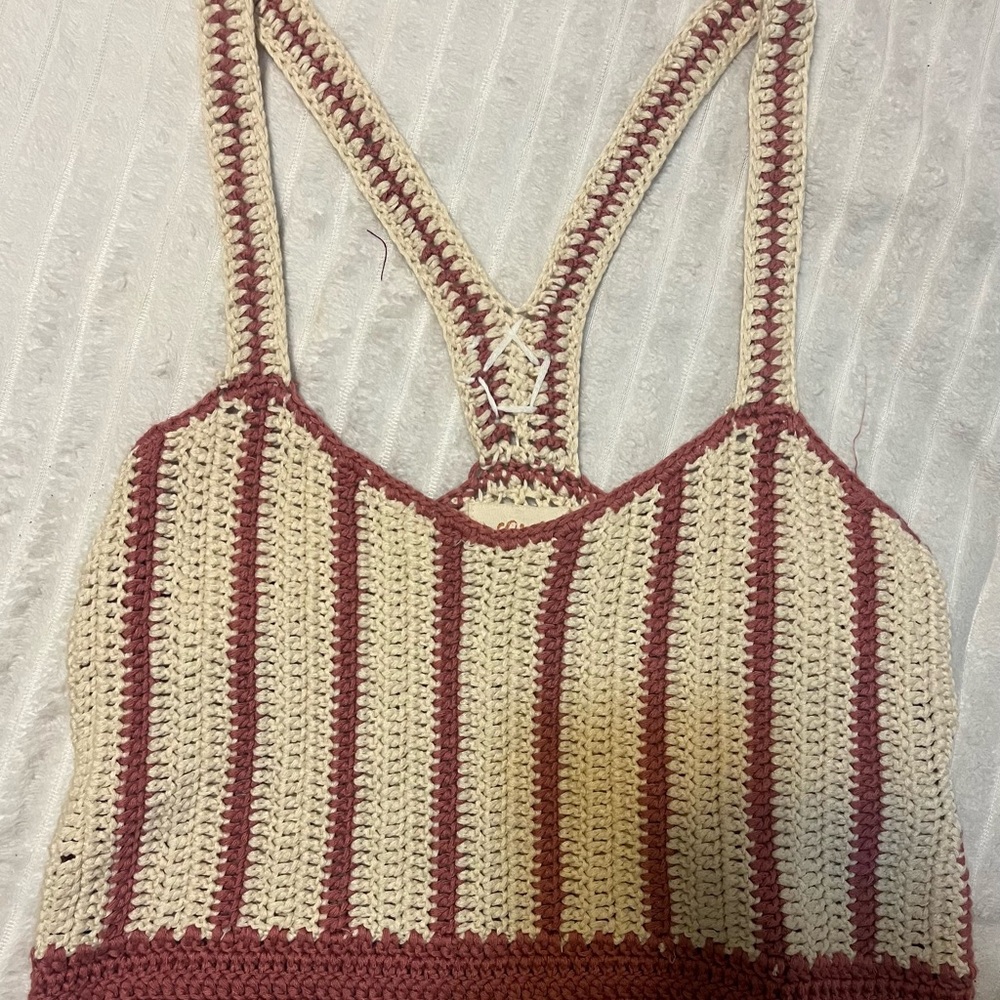 Striped Crochet Women Top